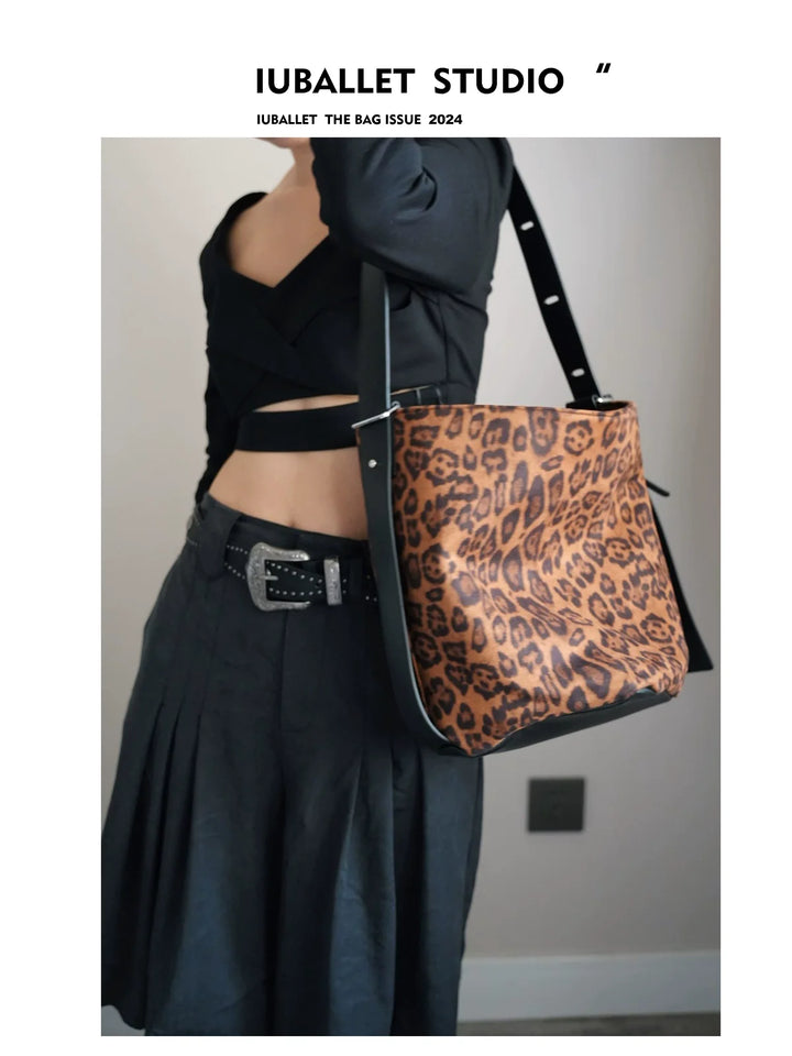 Leopard Bucket Shoulder Bag