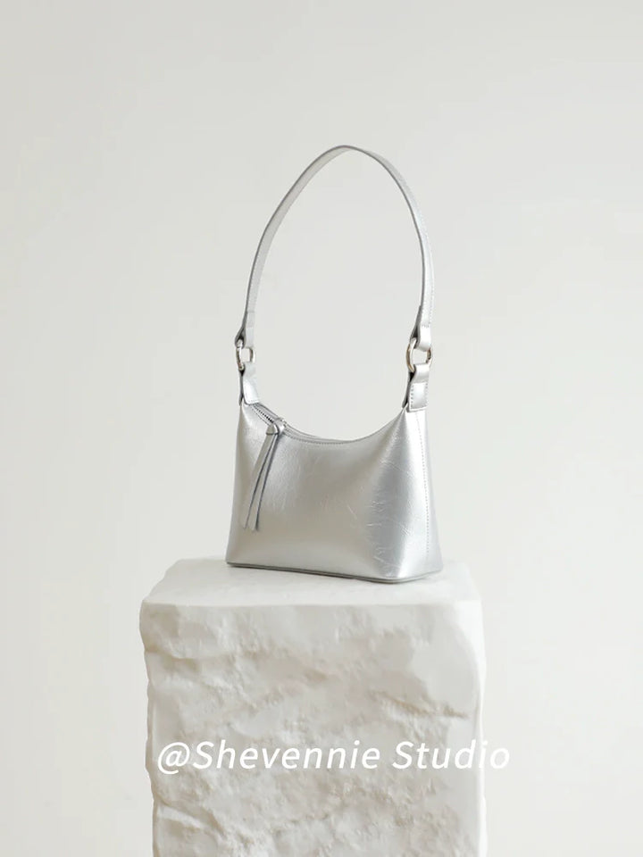 Silver Aria Leather Tote