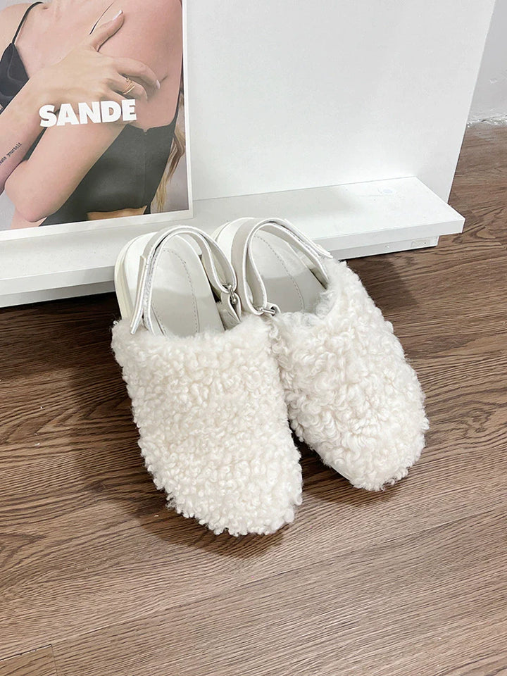 Furry Shearling Slides