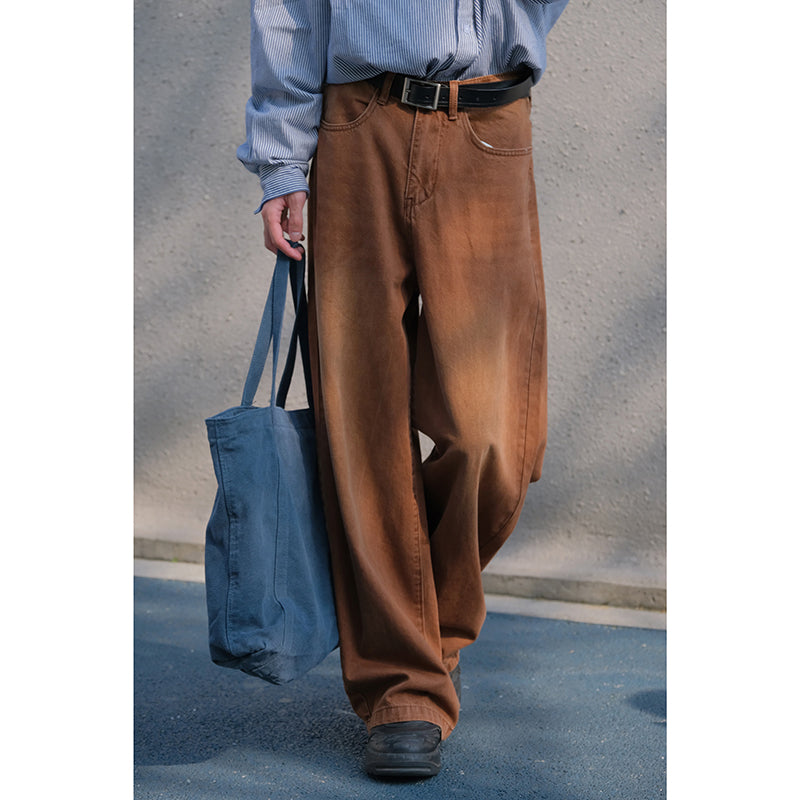 Brown Denim Casual Pants