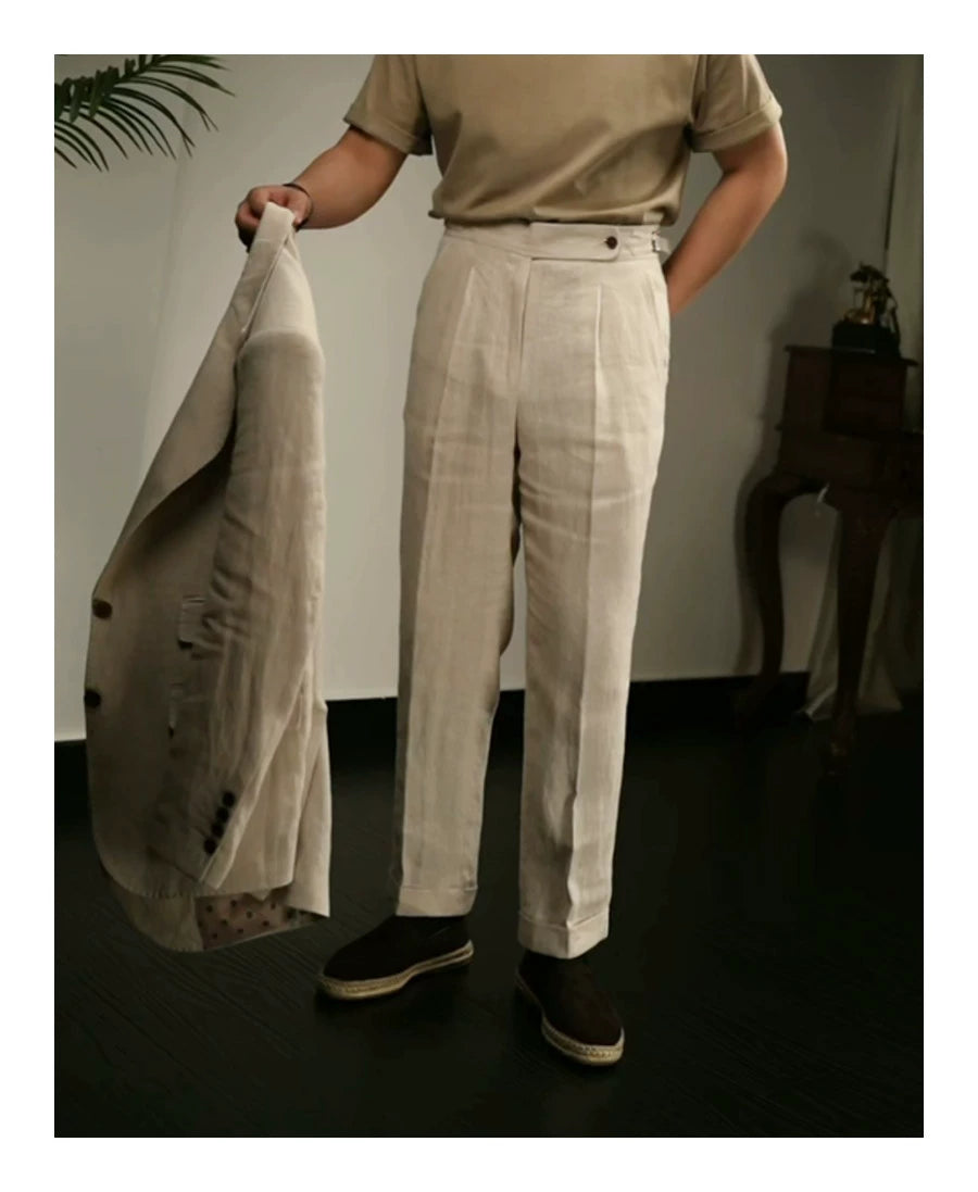 Linen High-Waisted Pants