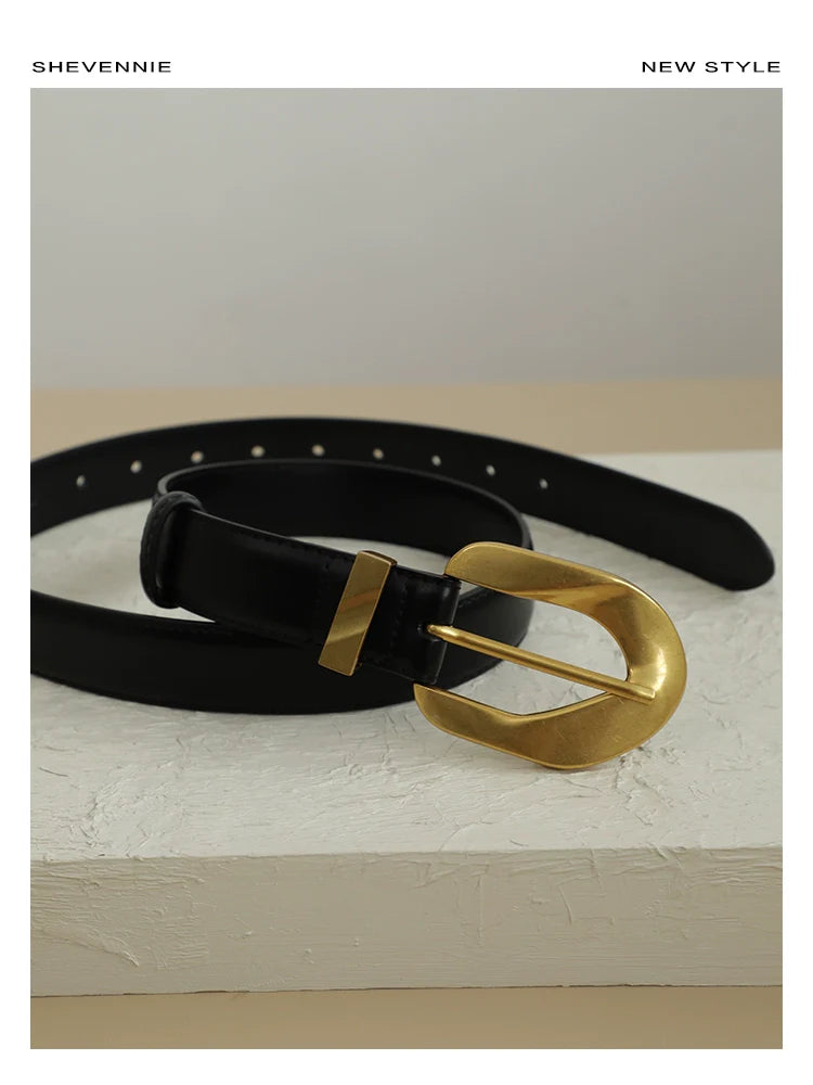 Leather Alloy Buckle Belt