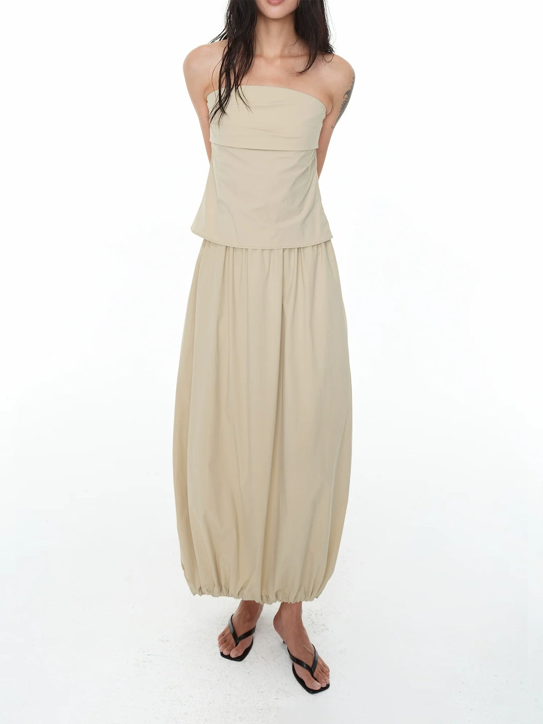 Sporty Pleated Cocoon Skirt