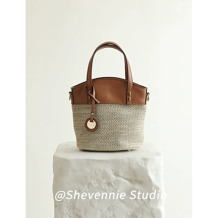 Woven Leather Bucket Bag