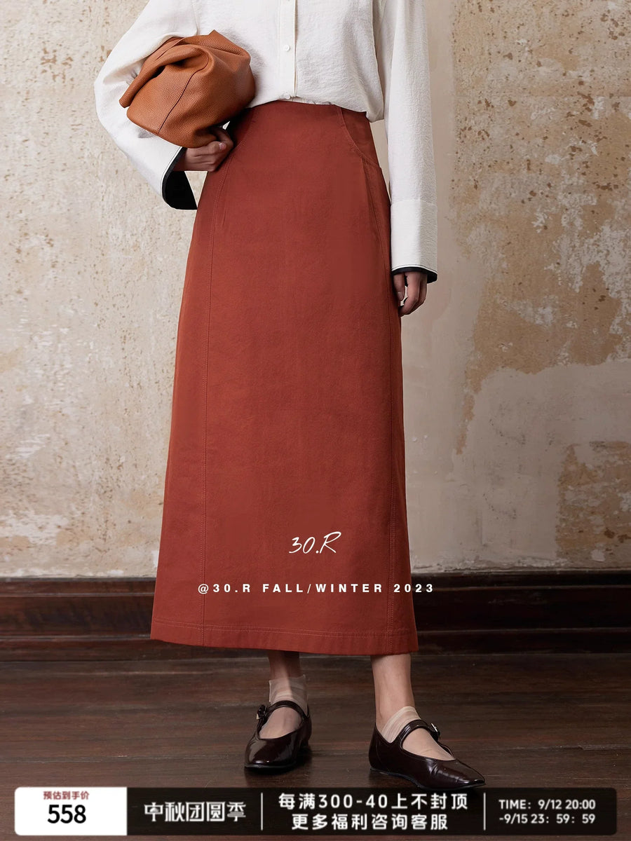 Cotton Fishtail Midi Skirt