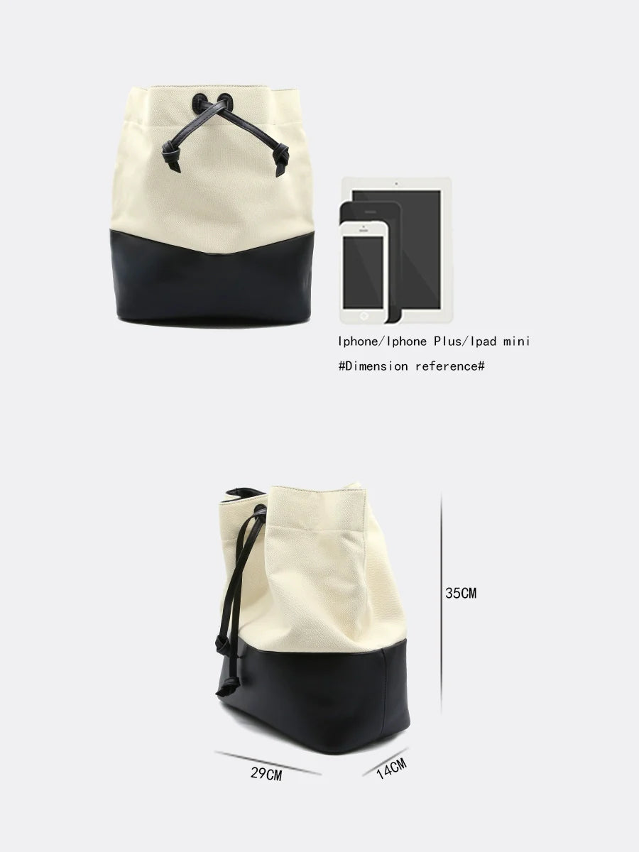 Canvas Drawstring Bucket Bag