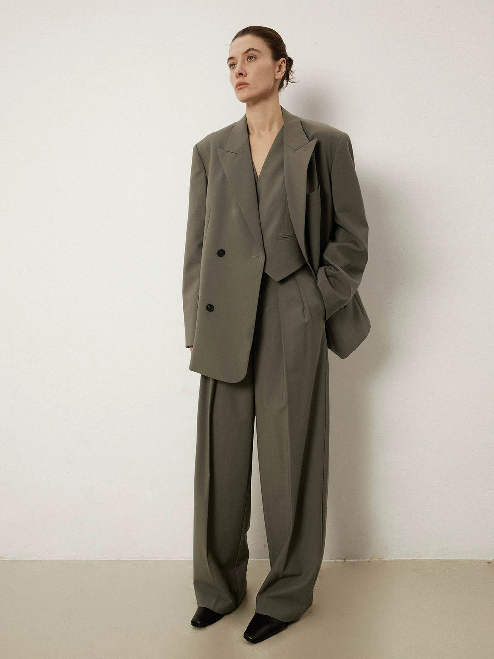 Superfine Wool Wide Leg Trousers