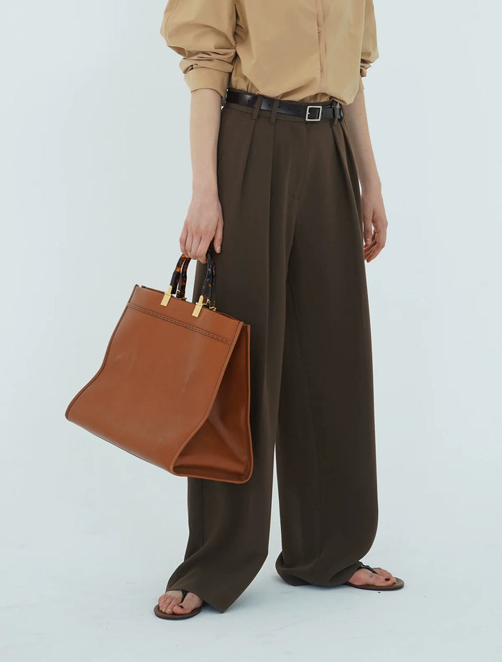 Triacetate High-Waist Draped Pants