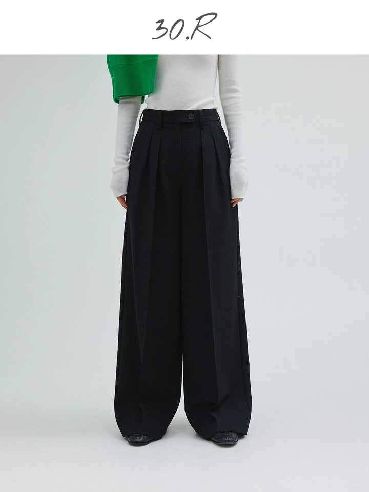 Silk Wool Wide-Leg Trousers