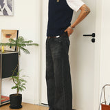 American Retro Black Jeans - Casual Men's Maillard Petite Pants for Effortless Style