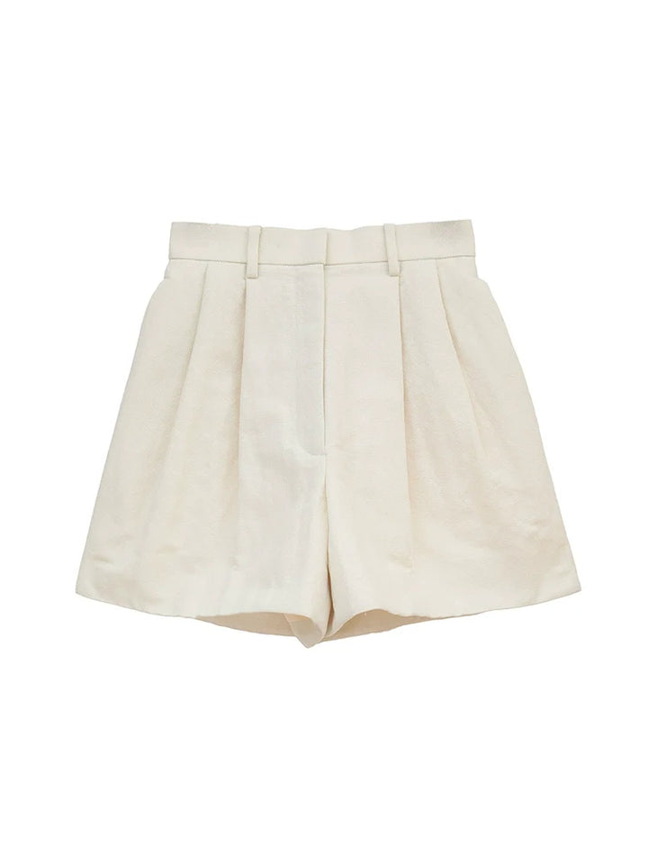 High Waist Linen Blend Shorts