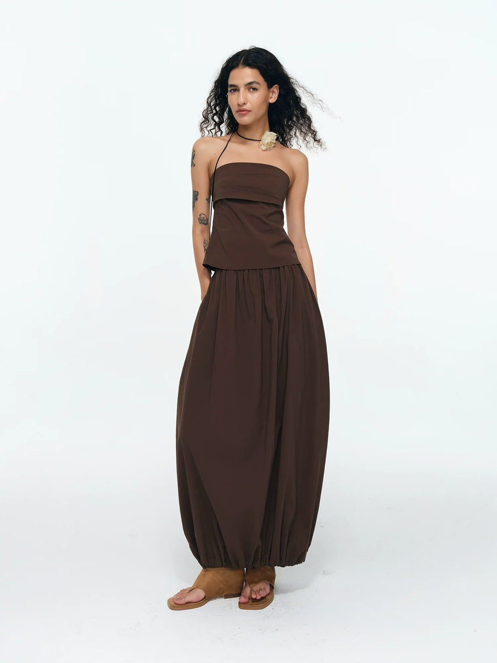 Sporty Pleated Cocoon Skirt