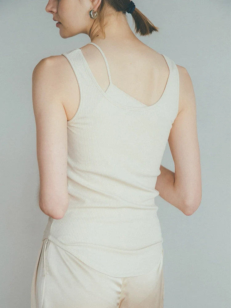 Asymmetrical Beige Vest