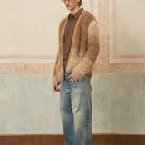 New Retro Long-Haired Mink Plush Gradient Knitted Cardigan for Autumn and Winter