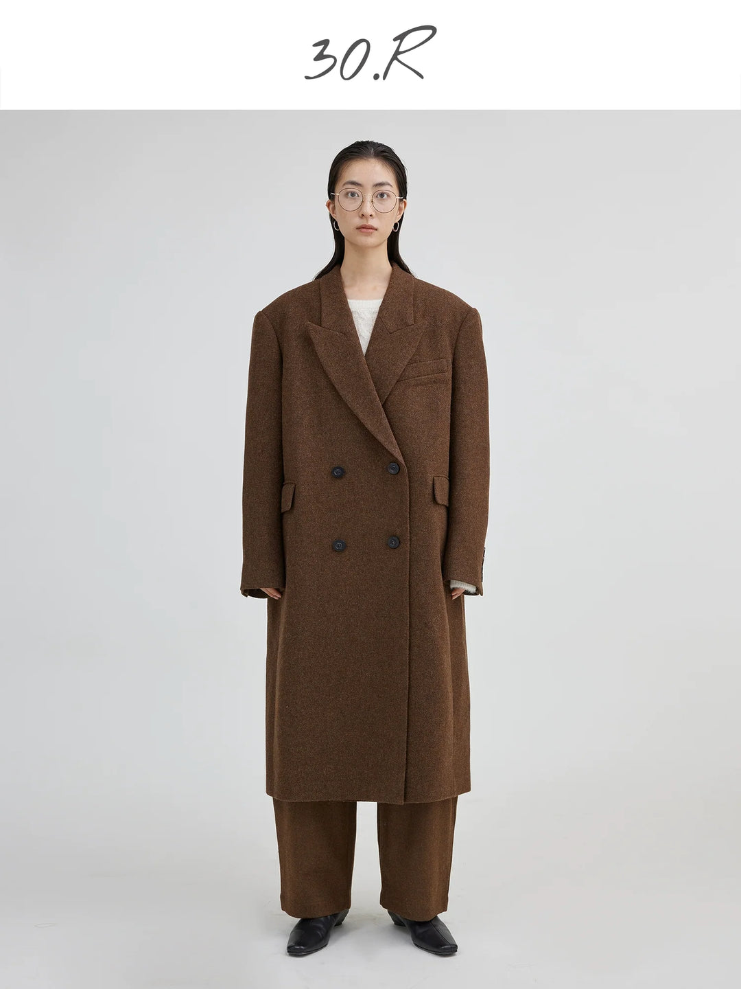 Walnut Plaid Wool Coat