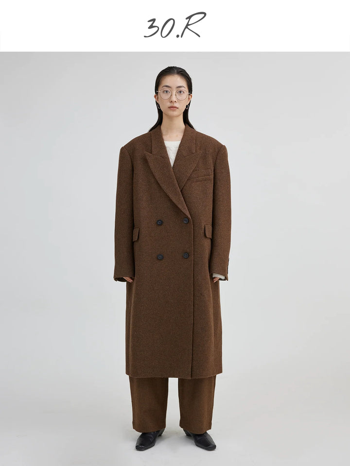 Walnut Plaid Wool Coat