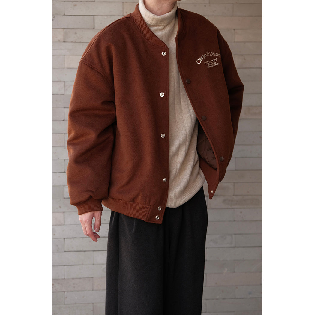 Woolen Coffee Baseball Jacket