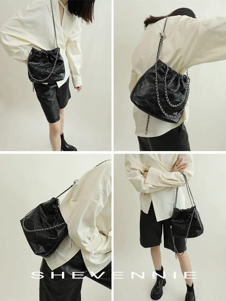 Waxed Leather Bucket Bag