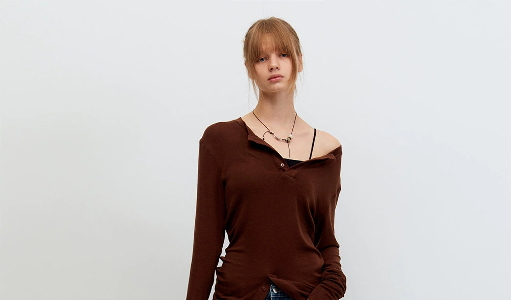 Symmetrical Brown Base Layer Tee