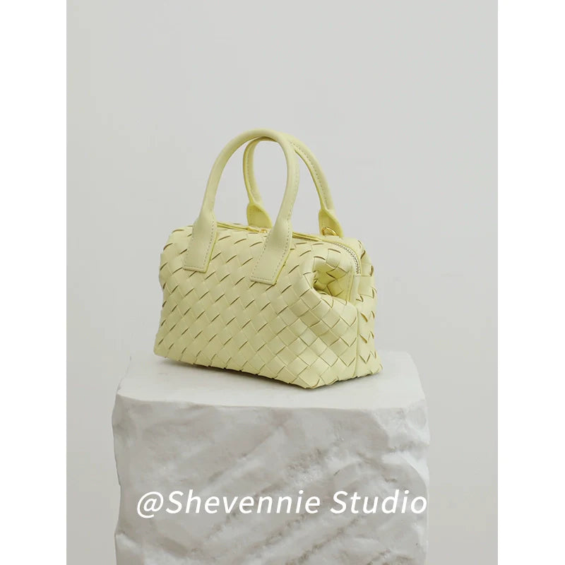 Leather Woven Bucket Bag