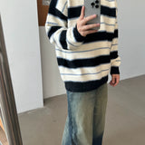 Mink Soft Waxy Sweater - Korean Style, Casual Knitted Stripes, Loose Fit for Men and Women in Autumn/Winter