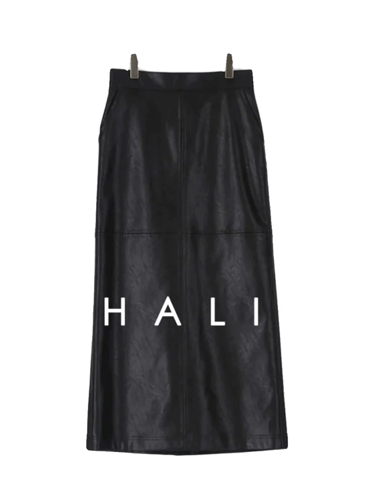 Leather High Waist Straight Skirt