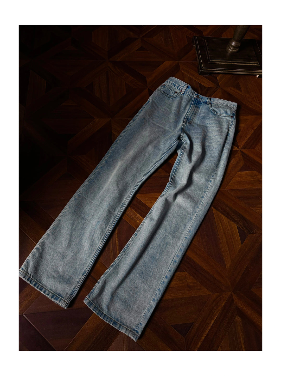 Washed Distressed Ice Blue Jeans