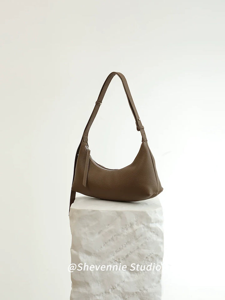 Soft Leather Baguette Shoulder Bag