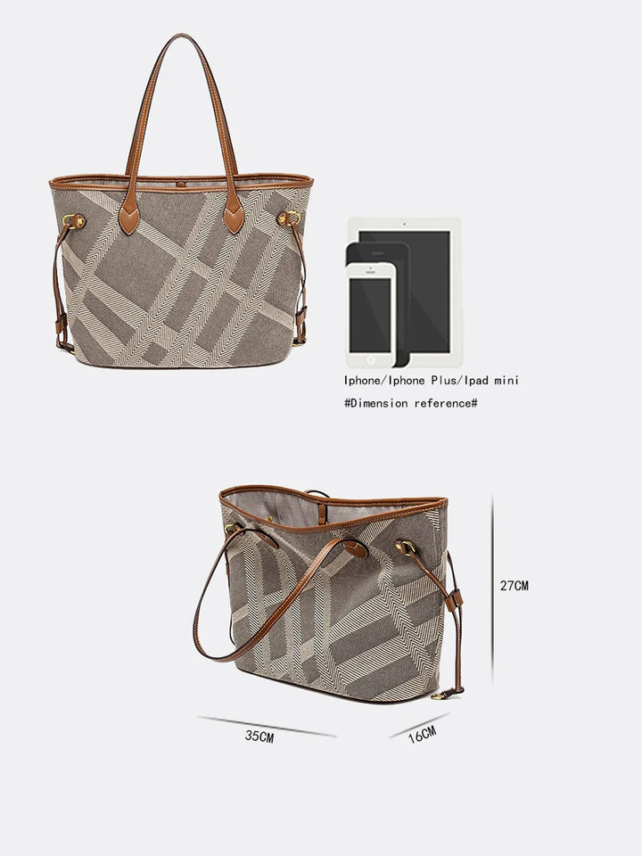 Canvas Leather Patchwork Tote