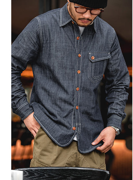 Retro Denim Long Sleeve Shirt