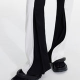 Black and White Splicing Micro Flared Trousers Casual Versatile Unisex