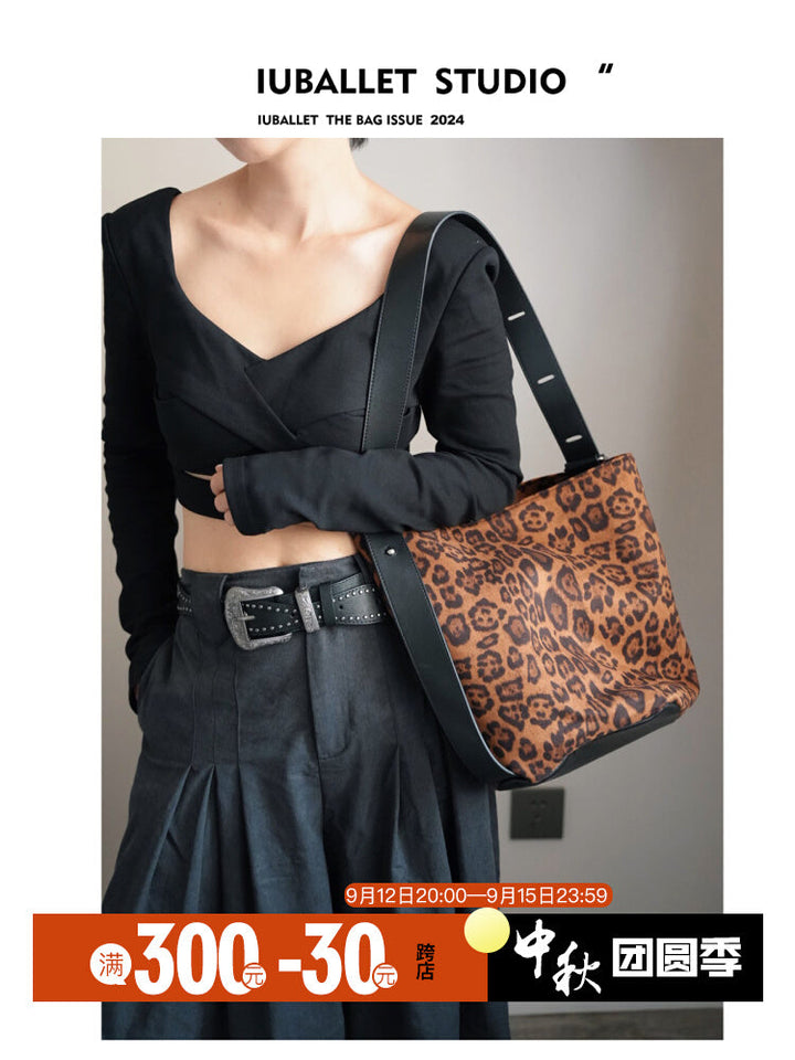 Leopard Bucket Shoulder Bag