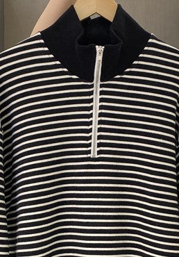 Cotton Striped Half-Zip