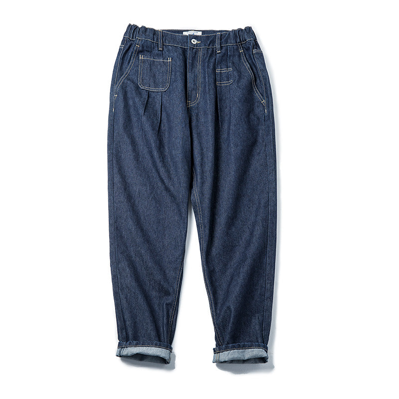 Straight Mid-waist Tapered Loose Denim Washed Jeans
