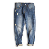 Tooling Retro Ripped Washed Spring and Autumn Slim Fit Jeans