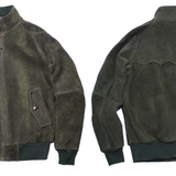 British Green Suede Leather Jacket Classic Design for Men