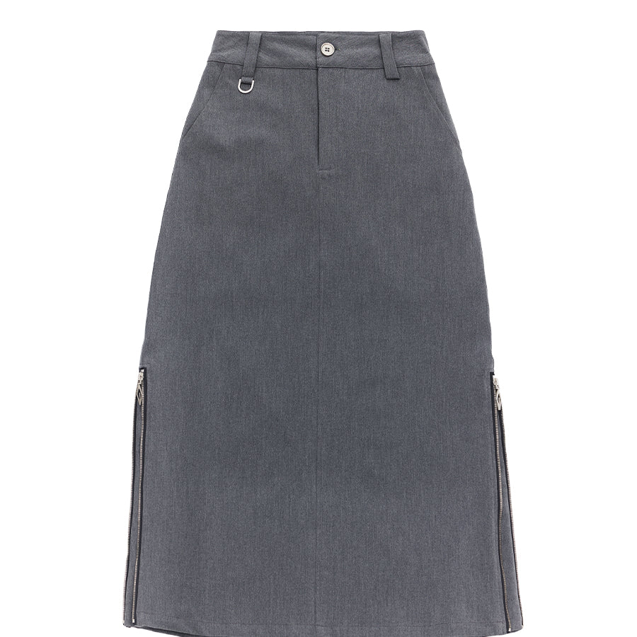 Loose Low-Waist Casual Zipper Slit Suit Long Skirt for Women