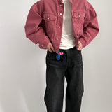 Cityboy-Inspired 5-Color Denim Jacket with Stand-Up Collar