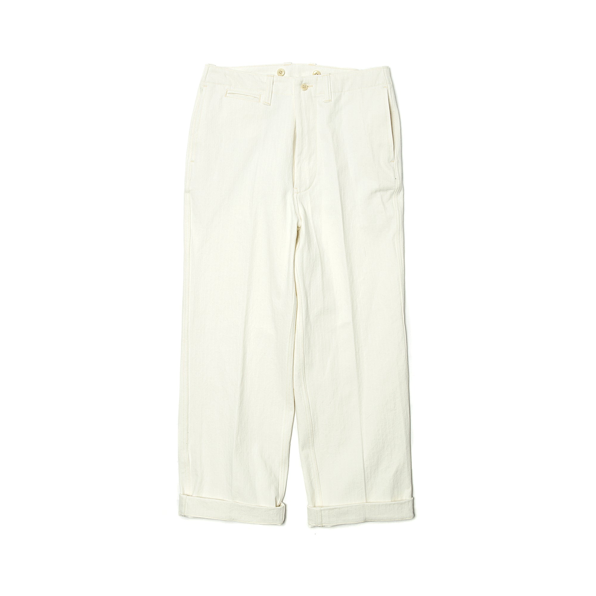 American High-waisted White Wide-leg Pants