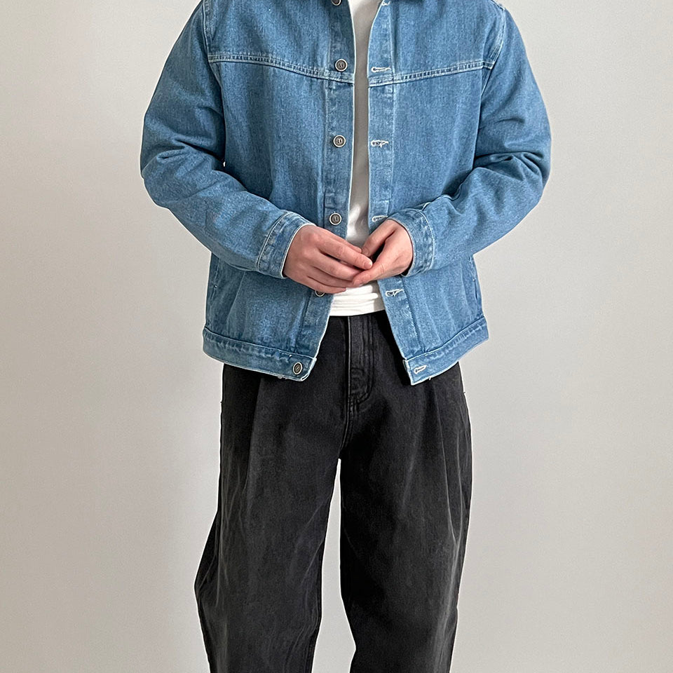 Korean Retro Gray Denim Jacket for Men