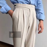 Double Pleated Drape Casual Pants Retro Nine-point Pants
