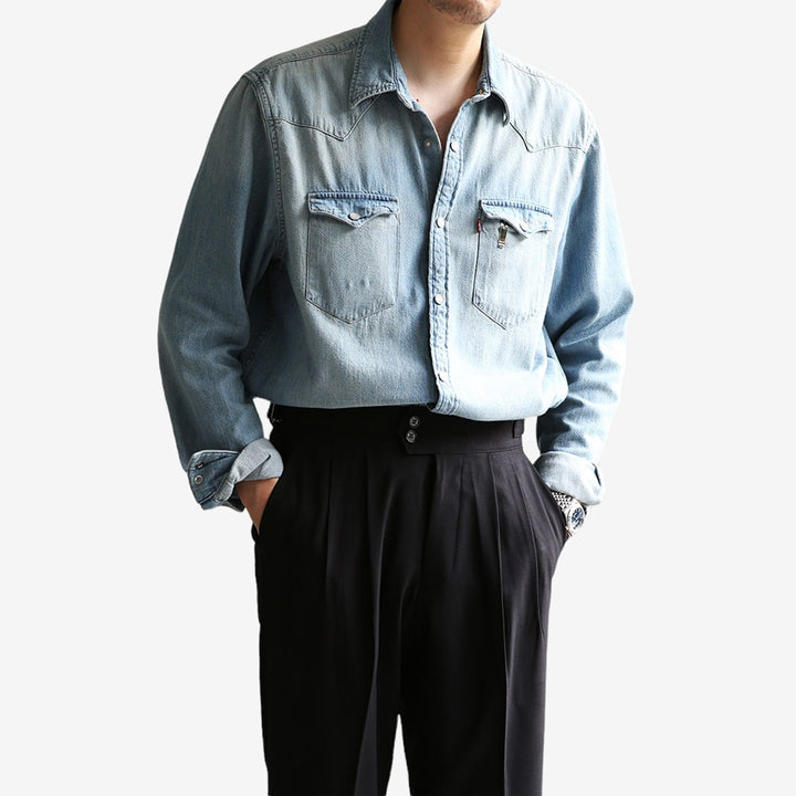 Spot Korean Autumn New Classic Double Pleated Men's Casual Trousers