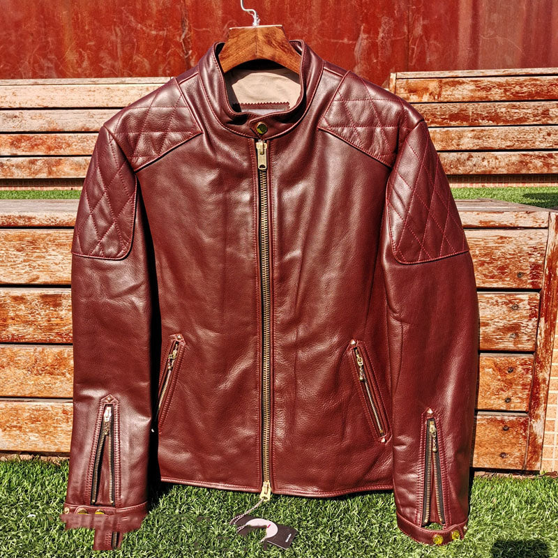 Stand Collar Motorcycle Classic Nostalgic Leather Jacket