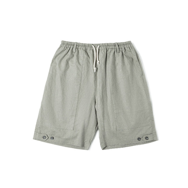 Linen Blend Drawstring Shorts