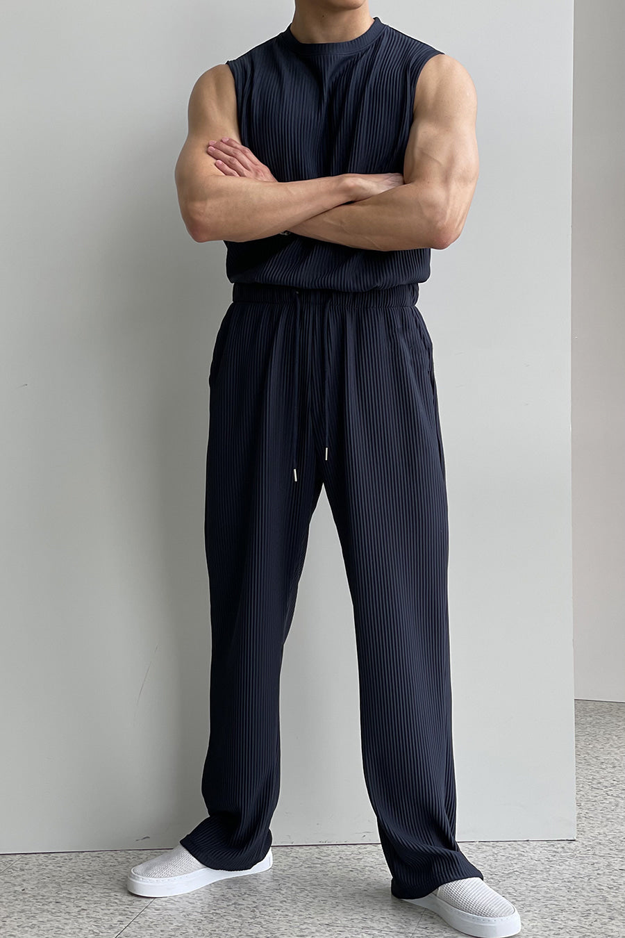 Retro Straight Drape Trousers