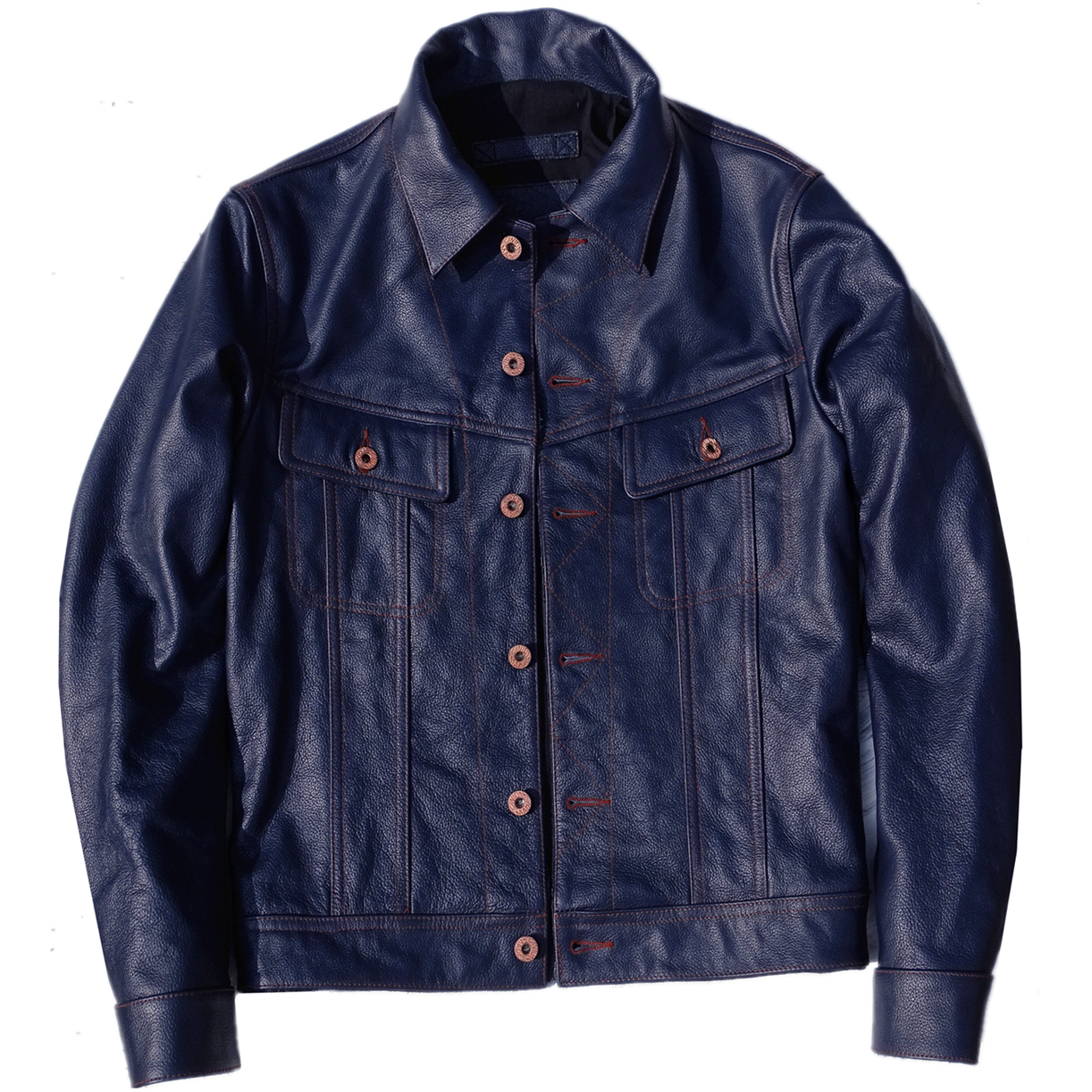 Blue Lychee Pattern Storm Knight Jacket Men's Leather