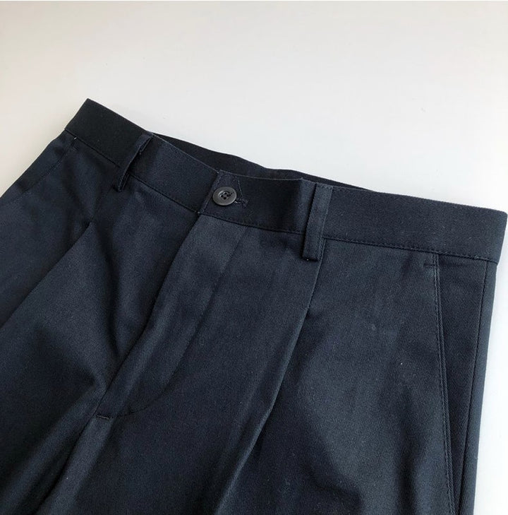 Single Pleated Twill Chino Straight Cotton Trousers