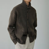 Soft Single-breasted Knitted Cardigan Men's Solid Color Sweater