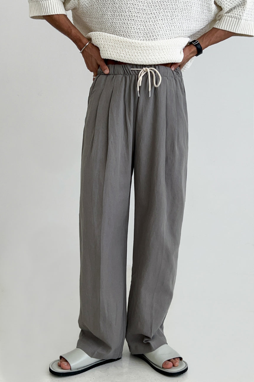 Drawstring Casual Gray Trousers