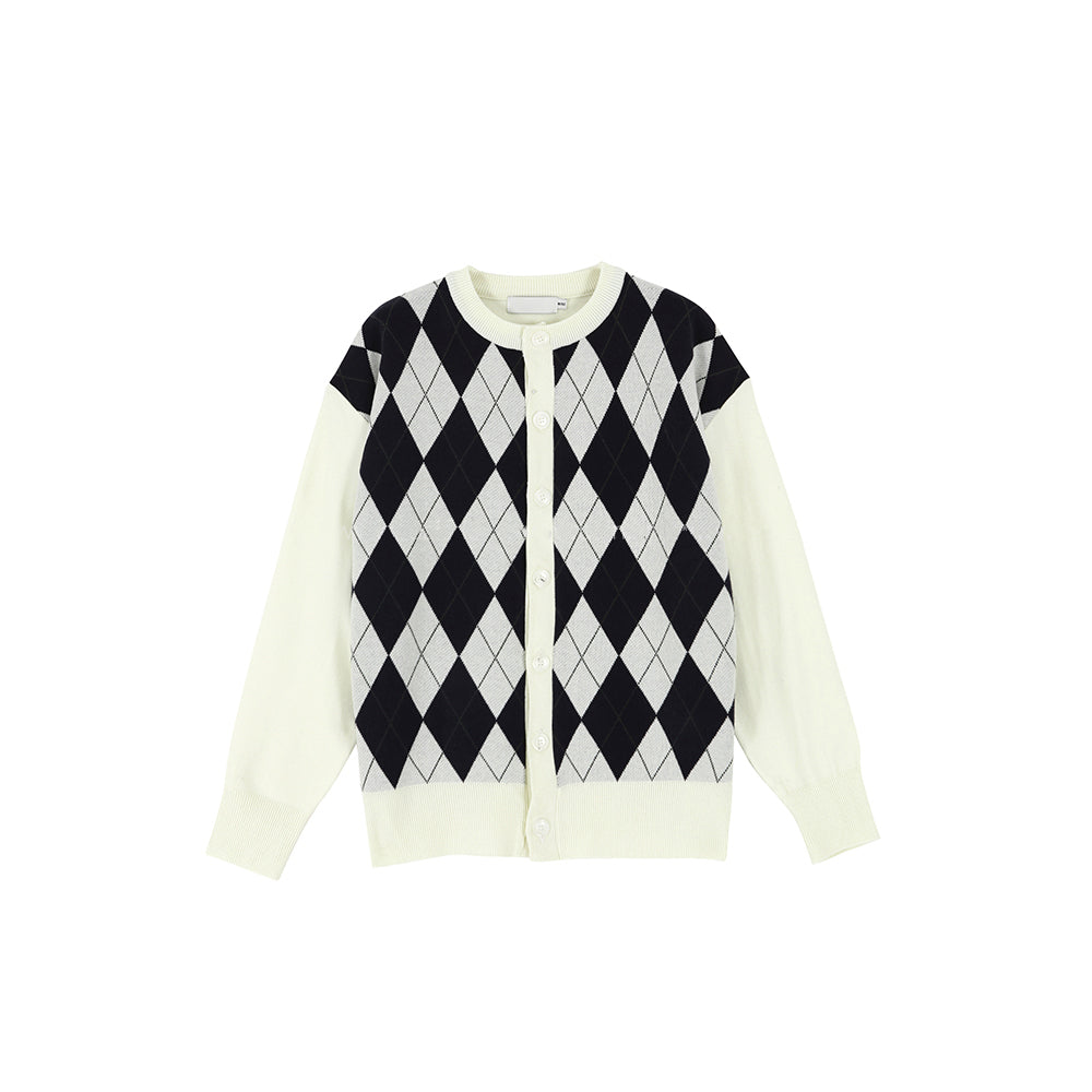 Rhombus Print Sweater Jacket